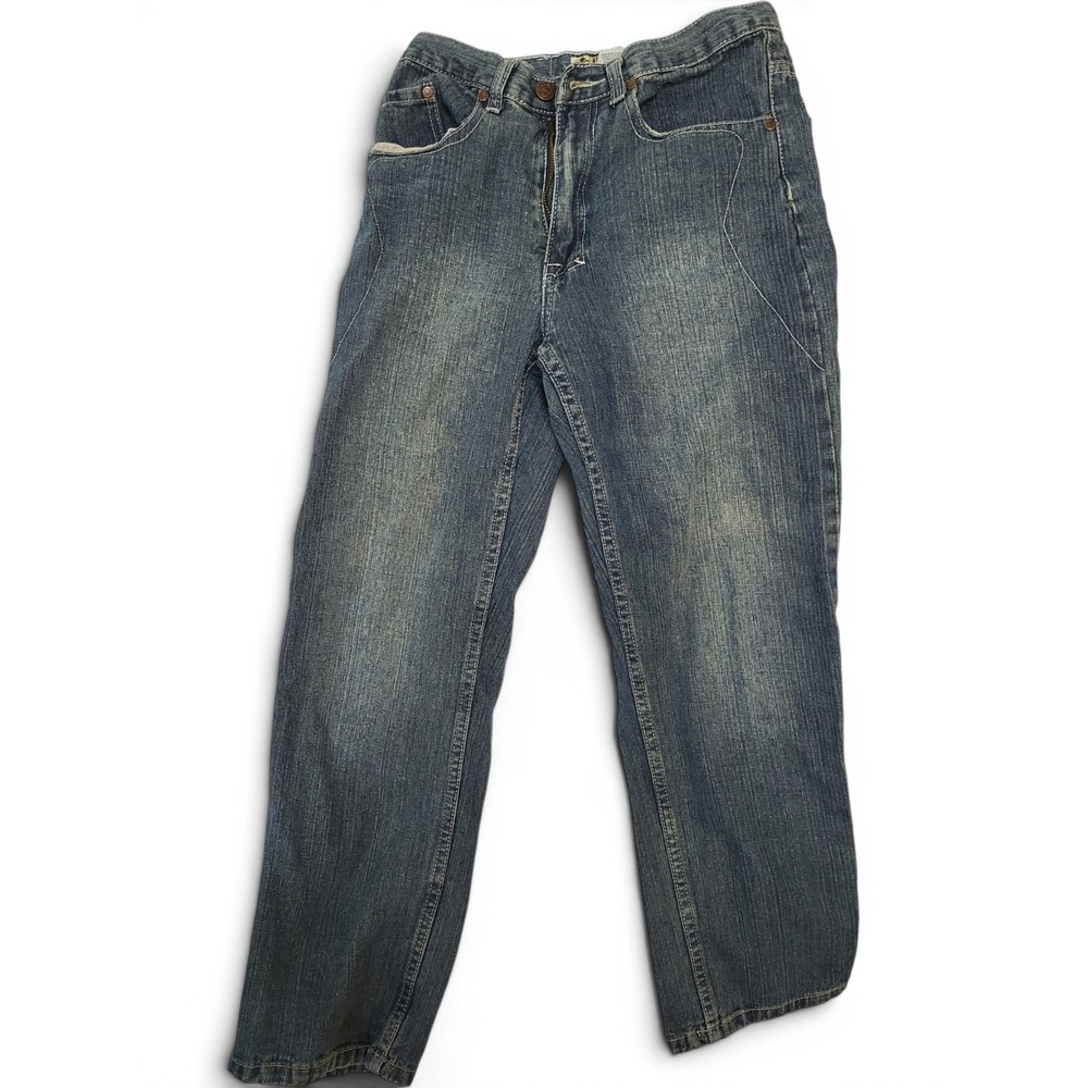 Brooklyn Xpress Collection Mens Blue Embroidered Straight Leg Jeans Size 14 Y2K